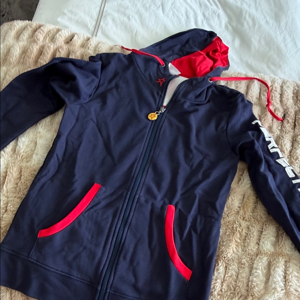 Perfect Moment Navy and Red Varsity Jacket